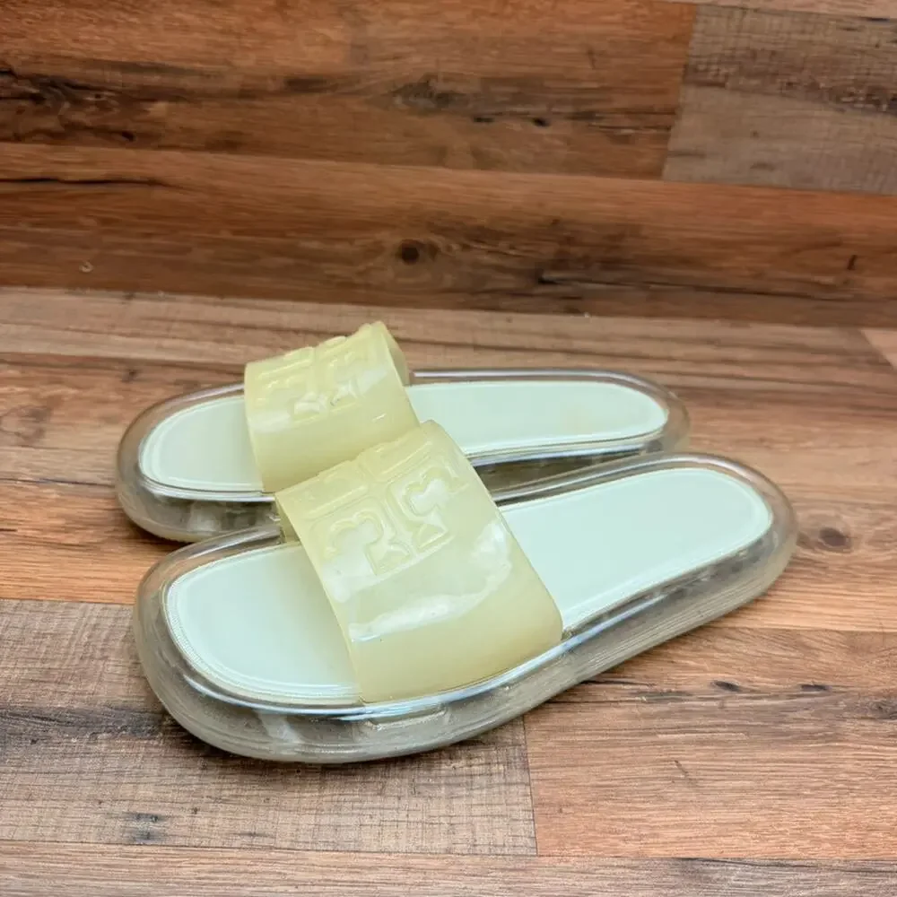 Tory Burch Women's Size 8B Ivory Logo Bubble Jelly Slide Sandal Shoes